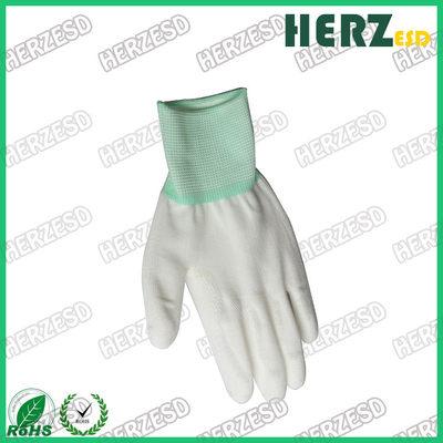Τα αναπνεύσιμα γάντια χεριών ESD έπλεξαν το νάυλον υλικό με ντυμένη τη PU άκρη δάχτυλων
