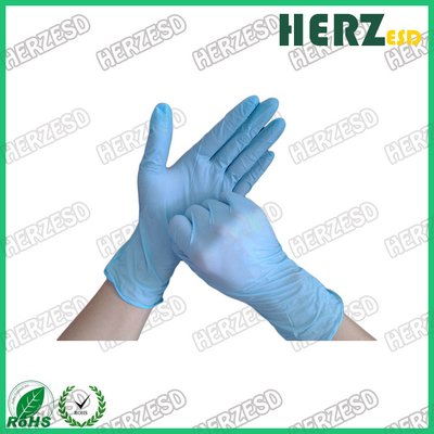 Μίας χρήσης γάντια νιτριλίων σκονών ελεύθερα μπλε, διαστιγμένα δάχτυλο γάντια νιτριλίων ESD ασφαλή