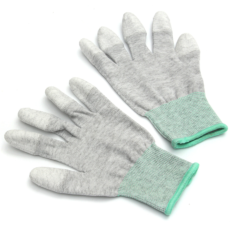 10e6 Ohm Carbon Fiber Electrostatic Discharge ESD Dotted Safe Gloves