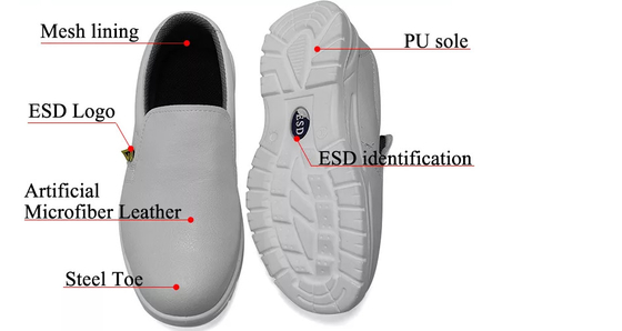 Αποστειρωμένων δωματίων ESD αντιστατικό παπουτσιών χάλυβα παπούτσι ασφάλειας toe αναπνεύσιμο