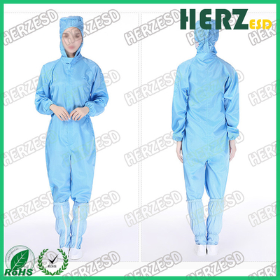 Εργαστήριο ESD Zip Up Hooded Αντιστατικό Jumpsuit Coverall