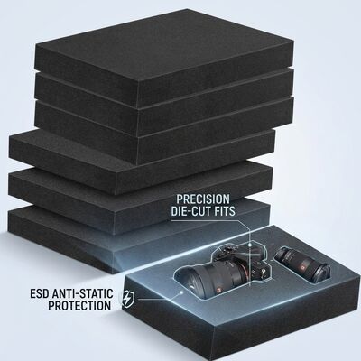 Διοχετικό ESD Foam Insert Black Die Cut Anti Static EVA Foam Inner Packaging Cushion Για την αποστολή πλακών PCB IC
