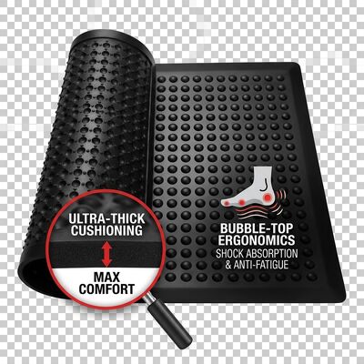 ESD Anti Fatigue Rubber Mat Bubble Top Black Static Dissipative Floor Mat Για εργοστάσια συναρμολόγησης ηλεκτρονικών